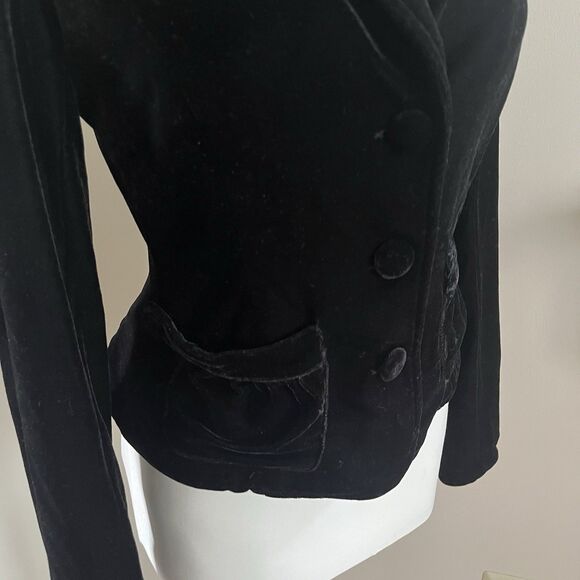 Y2K Forever Velvet Cropped Blazer S Fitted Retro Jacket Grunge Holiday Festival - Picture 9 of 12